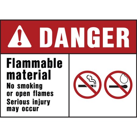 HY-KO Danger Flammable Material Sign 10" x 14", 5PK A00409